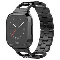 UMTELE Compatible for Fitbit Versa Lite Band with Case,Bling Rhinestone Stainless Steel Link Bracelet with Jewelry Clasp and Cover Wristband for Fitbit Versa and Fitbit Versa Lite