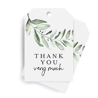 Bliss Collections Greenery Favor Thank You Tags - Perfect for: Wedding Favors, Baby Shower, Bridal Shower, Birthday or Special Event - 50 Pack