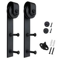 SMARTSTANDARD Sliding Barn Door Hardware Hangers 2pcs (Black) (J Shape Hangers)