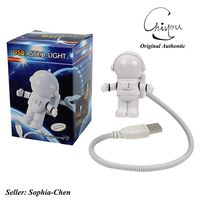 Creative Design Energy Saving Astronaut Spaceman USB LED Night Light Computer Laptop Notebook Lamp Mini Night Light Keyboard Lamp USB Charging Port Design Flexible Bendable Hose Portable for Student O