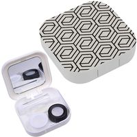 Portable Contact Lens Case Box Travel Kit Mirror + Bottle + Tweezers Container Holder [ Lattice ]