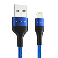 ATUMTEK iPhone Charger Cable [Apple MFi Certified] 2M/6.5ft Lightning to USB Cable Nylon Braided Charging Cable for New AirPods, iPhone 11/11 Pro/XS Max/XS/XR/X/8/7/6s/6 Plus, iPad and iPod - Blue