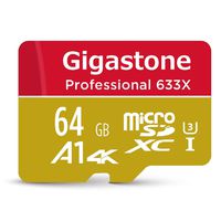 Gigastone 64GB Micro SD Card MicroSD U3 UHS-I C10, UHD 4K Video Recording, 4K Gaming, Read/Write 95/30 MB/s, with MicroSD to SD Adapter, Nintendo Dashcam Gopro Canon Nikon Camera Samsung Drone