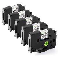 Compatible Ptouch Label Maker Tape TZe-231 12mm 0.47 Inch Standard Laminated Black on White Compatible with Brother Ptouch PTD210 PT1280 PT1880 5-Pack