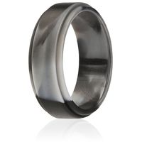 ROQ Silicone Wedding Ring for Men by, Singles Silicone Rubber Band Step Edge - Black Camo - Size 15