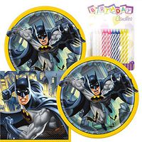 Batman Theme Plates and Napkins Serves 16 With Birthday Candles