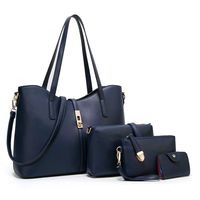 YTL Women Fashion Synthetic Leather Handbags+Shoulder Bag+Purse+Card Holder 4pcs Set Tote