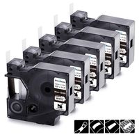 Wonfoucs Compatible Label Tape Replacement for DYMO 18488 Rhino Industrial Flexible Nylon Label Tape Work with DYMO Rhino 5200 4200 5000 and LabelWriter, Black on White, 1/2 inch x 11.5 feet, 5 Pack