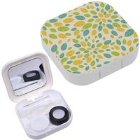 Portable Contact Lens Case Box Travel Kit Mirror + Bottle + Tweezers Container Holder [ Leaves ]