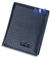 Smart LB Smart Anti-Lost Wallet with Alarm, Bluetooth, Position Record (via Phone GPS), Bifold Cowhide Leather Purse (Dark Blue,Vertical)