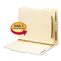 Smead 68025 Manila Self-Adhesive Folder Dividers w/2-Prong Fastener 2-Sect Letter 25/Pack