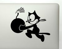 Cat Felix the Bomb - Vinyl 5.5" tall (Color BLACK) decal laptop tablet skateboard car windows stickers