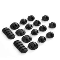 Cable Clips - Cord Organizer - Cable Management - Wire Holder System - 16 Pack Adhesive Cord Hooks - Home, Office, Cubicle, Car, Nightstand, Desk Accessories (Black)