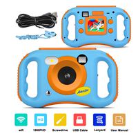 AMKOV WiFi Digital Camera for Kids Rechargeable Video Camera 1080P HD Digital Children Camcorders with 7-Color Filter Effect,1.77'' LCD Screen, Flash and Mic for Girls/Boys -Blue2