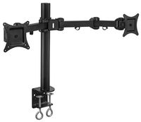 Mount-It! Dual Monitor Mount | Double Monitor Desk Stand | Fits 2 Computer Screens 19 20 21 22 23 24 27 Inches | C-Clamp and Grommet Base | Heavy Duty Full Motion Arms | VESA 75 100 Compatible