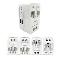 All-in-One Universal World Wide Travelling AC Adapter Plug (AU/UK/US/EU) International Power Charger Electric USB Power Plug Socket Adaptor Converter,(1 Pack, White)