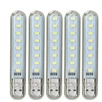Refaxi 5Pcs 5V Mini USB LED Light Pocket Card Lamp For Mobile Power Camping Laptop (White)