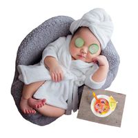 Newborn Baby Photography Props Scarf+Bathrobes 2pcs Set Plush Costume Shooting Photo Prop Shower Gift Accessories White