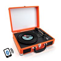 Upgraded Version Pyle Vintage Record Player, Classic Vinyl Player, Turntable, Rechargeable Batteries, Bluetooth Enabled Devices, MP3 Vinyl, Music Editing Software Included, Works w/ Mac & PC, 3 Speed