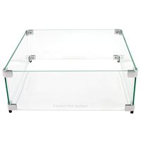 Celestial Fire Glass Fire Pit Flame Guard for 12" Square Burner Pan (Actual Size is 17.5" x 17.5" x 6"), Tempered Glass