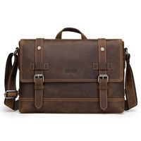 Contacts Genuine Leather Mens Messenger Shoulder Bag 13.5" Laptop Briefcase Coffee