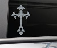 Christian Cross Vinyl Decal Laptop Car Truck Bumper Window Sticker, 6.5" x 4", Charcoal