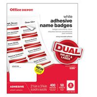 Office Depot Name Badges, White, Pack of 400, OD98844