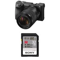 Sony a6500 Mirrorless Camera with 18-135mm Lens with LCD, 3", Black and 32GB memory card