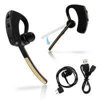 Oct17 Universal Bluetooth 4.0 Stereo Wireless Business Work Headset Handfree Earphone Compatible with iPhone Samsung HTC LG - Gold