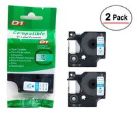 2/Pack LM Tapes - Premium LM-45011 1/2" Blue on Clear Compatible Label Maker Tape, Replaces Dymo 45011 D1 Label Tape 12mm