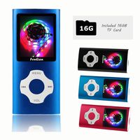 FenQan MP3 Player, MP3 Music Player Portable Metal Body, 16GB Memory Support 32G TF Card, Micro USB Port 1.7" Colorful Screen, with Multifunction Video, Photo Viewer, FM Radio Blue