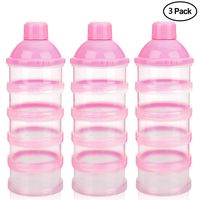 Accmor Baby Milk Powder Formula Dispenser, Non-Spill Smart Stackable Baby Feeding Travel Storage Container, BPA Free, 5 Compartments,3 Pack