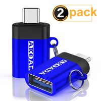 USB C to USB 3.0 Adapter,AkoaDa OTG Thunderbolt 3 Adapters Converter with Keychain,Compatible with MacBook Pro,Microsoft Surface Go,Chromebook Samsung Galaxy S9/S8 Plus Note 8/9,Google Pixel 2XL(Blue)