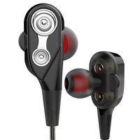 in-Ear Earbud Earphone Dual Dynamic Driver Headphones Heavy Bass HiFi Gaming Headset Hands-Free with Mic Earpiece Calling Slide Volume Controls 3.5mm Jack for Smartphone (Black)
