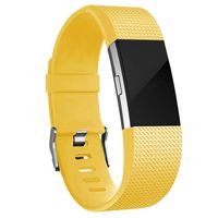 iGK Replacement Bands Compatible for Fitbit Charge 2, Adjustable Replacement Bands with Metal Clasp Classic Edition Lemon-Yellow Small