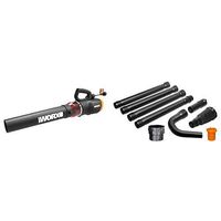 WORX WG520 Turbine 600 Electric Leaf Blower, Black with WA4094 GUTTERPRO Universal Gutter Cleaning Kit, 11' Reach