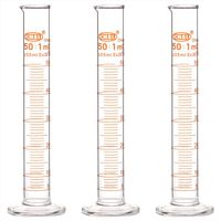 StonyLab 3-Pack Borosilicate Glass 50ml Heavy Wall Graduated Cylinder Measuring Cylinder - 50ml