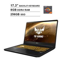 ASUS TUF 17.3-Inch FHD 1080P Gaming Laptop, 4-Core AMD Ryzen 7 3750H up to 4.0 GHz, NVIDIA GTX 1650 4GB, 8GB DDR4 RAM, 256GB SSD, HDMI, WiFi, Bluetooth, Backlit KB, Windows 10