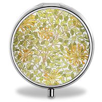 Flower Pill Case, Round Stainless Drug Organizer Container Medicine Cover for Pocket Daily&Weekly