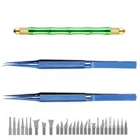 Titanium Alloy Precision Tweezers Set-Pointed and Curved Tweezer Set Fingerprint Jump Wire Tweezers kit with BGA chip Repair Blade Set Under The Microscope use Anti-Acid Anti-Static