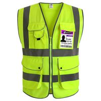 JKSafety 9 Pockets Class 2 High Visibility Zipper Front Safety Vest With Reflective Strips, Yellow Meets ANSI/ISEA Standards (X-Large)