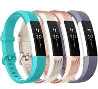 Tobfit Compatible with Alta Bands, 4 Pack, Soft TPU Classic Accessories Replacement Bands Compatible with Alta HR/Ace, Small Large (Small, Teal/Champagne Gold/Rose Gold/Gray)