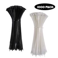 Elion- Nylon Zip Ties (BULK PACK OF 1000) 8 Inch Cable Ties in Black and White - 50lb Strength Tie Wraps- Durable Tensile Strength, UV Resistant Great for Tied, indoor and Outdoor.