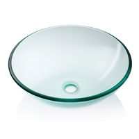 Miligore Modern Glass Vessel Sink - Above Counter Bathroom Vanity Basin Bowl - Round Clear