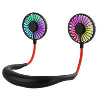 STARPIE Hand Free Personal Fan - Portable USB Rechargeable Mini Fan - Lazy Neckband with Rainbow Color Dual Wind Head for Travel, Sports, Office, Outdoor