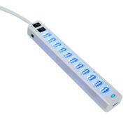 12 Ports High Speed USB 2.0 Portable Multi-Interface Expansion Hub Splitter Adapter Cable w/ 2 Control Switches & Light Indicator (Wht)
