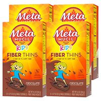 Metamucil Kids Fiber Thins, Chocolate Flavored Dietary Fiber Supplement Snack with Psyllium Husk, 12 Servings (Pack of 4)