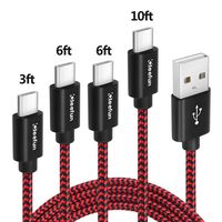CLEEFUN [4-Pack] USB Type C Cable [3ft/6ft/6ft/10ft], Fast Charging USB C Charger Cord for Samsung Galaxy S10e S10 S9 S8 Plus S10+ S9+ Note 9 Note 8, LG Stylo 4 V40 V35 V30 G7 G6 G5 - Nylon Braided