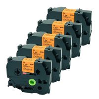 QPMY 5 Packs Compatible for Brother P-Touch Laminated Tze TZ Label Tape Cartridge 24mm x 5m (TZe-B51 Black on Fluorescent Orange)