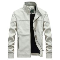 YiYLunneo Men's Leather Jacket Casual Slim Lightweight Zipper Coat Vintage Military Motorcycle Bomber Jackets White